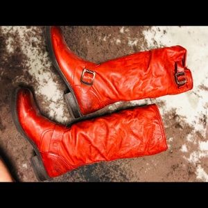 RED Frye slouch harness boot